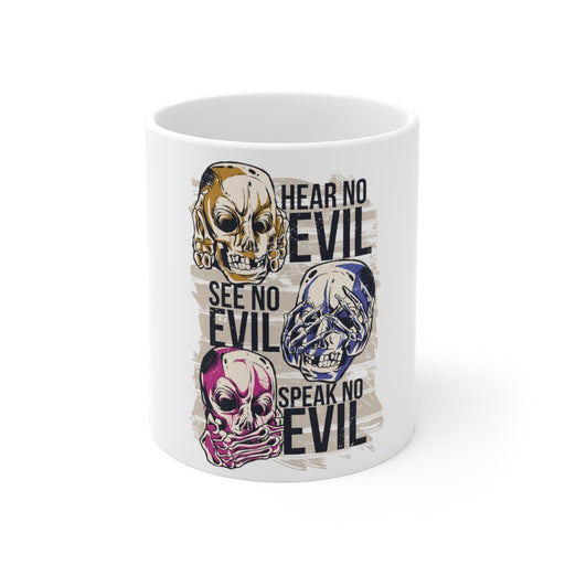 Skull Coffee Mug | Skull Coffee Mug - Hear No Evil, See No Evil, Speak No Evil | sumoearth 🌎