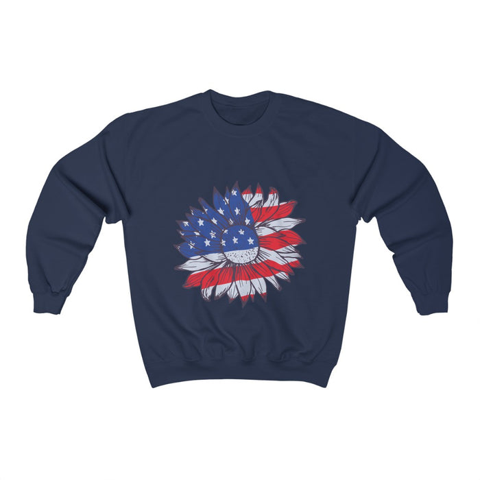 4th of July Unisex Sweatshirts | Patriotic Sunflower Unisex Sweatshirt | sumoearth 🌎